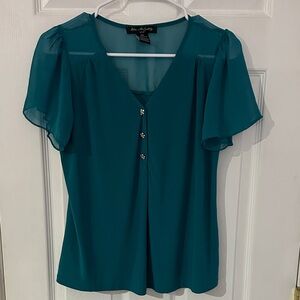 Elie McCarthy Petite Teal Blouse with Button Detail medium